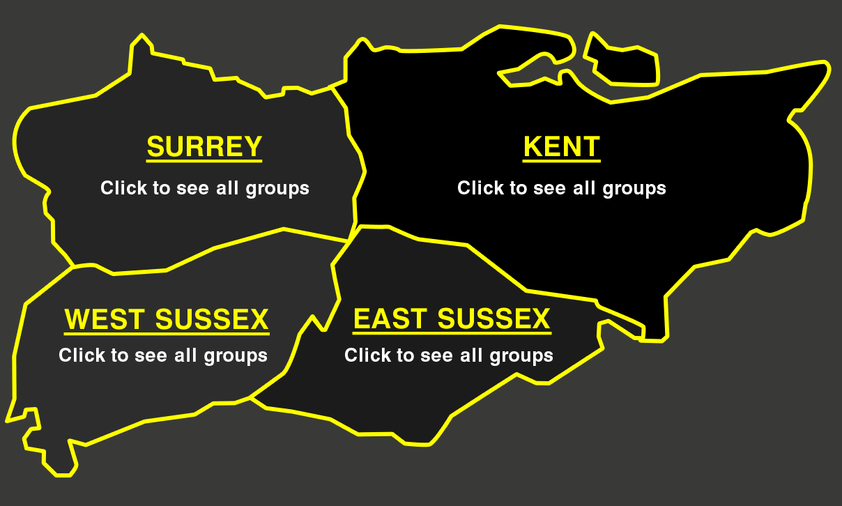 Map of the South East Counties: Surrey, Kent, West and East Sussex