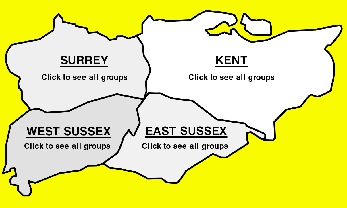 Map of the South East Counties: Surrey, Kent, West and East Sussex